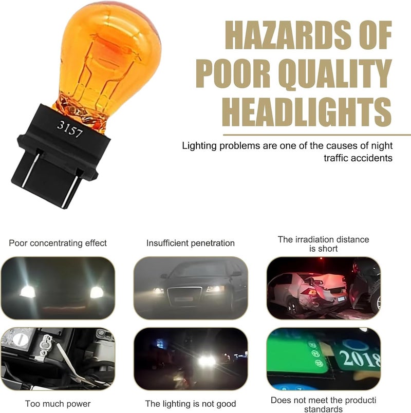 Anyhut 10 PCS Car 3157 Bulb, 12V 21 / 5W Turn Signal Bulb & Brake Light Bulb, Tail Light Bulb Standard Replacement Accessory, Universal for Most Cars, Trucks and Vans (Amber) - Image 5
